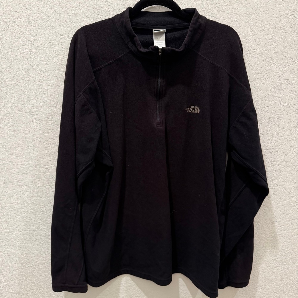 The North Face Mens TKA 100 Fleece Quarter Zip Pullover Black XL Mock Neck